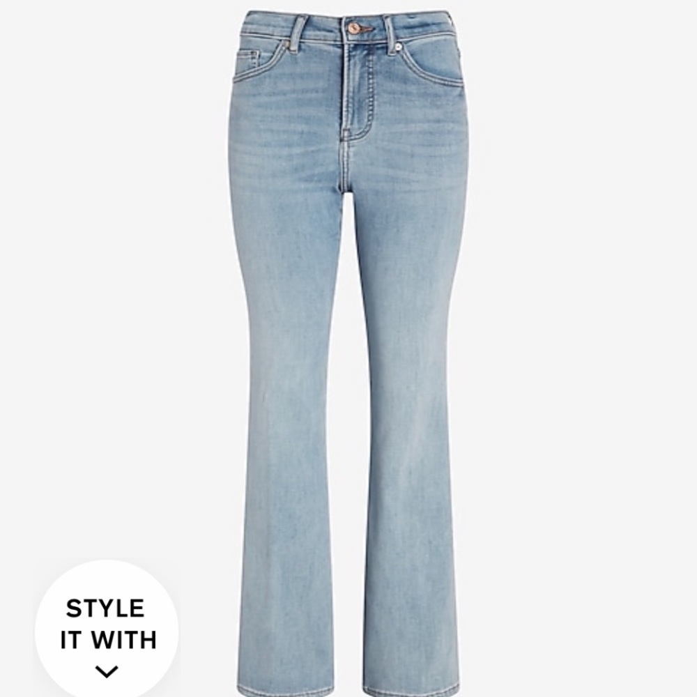 EXPRESS High Rise Flare Super Soft Light Wash Jeans Size 8R